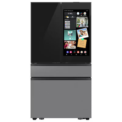 Samsung Bespoke Standard-Depth Family Hub 28.6-cu ft 4 -Door 36-in Wide Smart Compatible French Door Refrigerator with Dual Ice Maker Model# RF90F29AECR