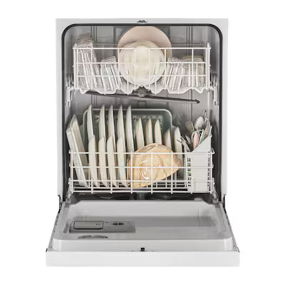 Whirlpool 24-in Front Control Built-in Dishwasher ( White ) , Boost Cycle, Sani Rinse , 57-Decibel Model# WDF341PAPW