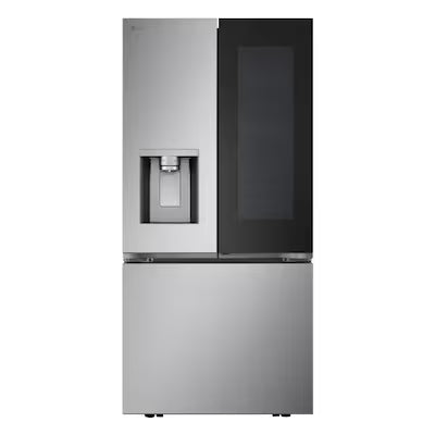 LG Standard-Depth InstaView 24.5-cu ft 3 -Door 33-in Wide Smart Compatible French Door Refrigerator with Dual Ice Maker with Water and Ice Dispenser and Door within Door ( PrintProof Stainless Steel ) Model# LF25S6560S