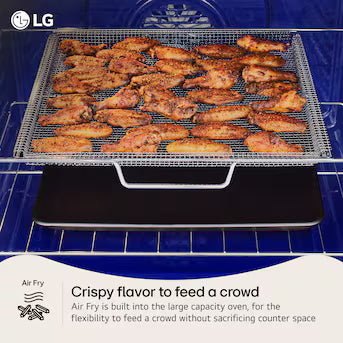 LG 30-in Glass Top 5 burners 6.3-cu ft Air Fry Convection Oven Freestanding Electric Range ( PrintProof Stainless Steel ) Model# LREN6325XE A19-37 by Scratch-n-Dent Depot