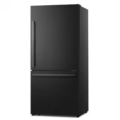 Hisense 17.2-cu ft Counter-Depth 32-in Wide Bottom-Freezer Refrigerator Black Metallic Steel ) ENERGY STAR Certified Model# HRB171N6ABE by Scratch N Dent Depot