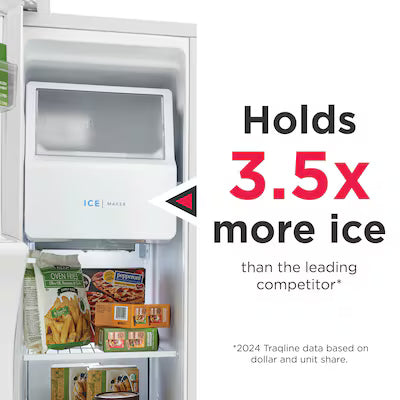 Frigidaire 25.6-cu ft Standard-Depth 36-in Wide Side-by-Side Refrigerator with Ice Maker ,Water and Ice Dispenser ( White ) ENERGY STAR Certified Model# FRSS2623AW by Scratch N Dent Depot