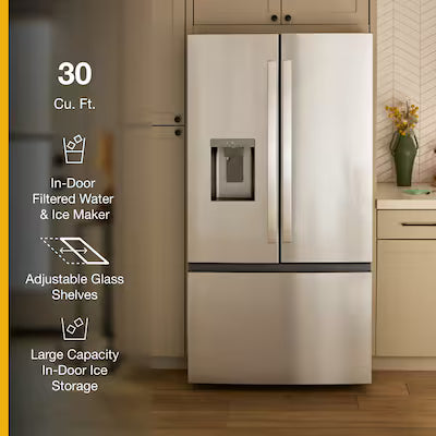 Whirlpool Standard-Depth 29.58-cu ft 3 -Door 36-in Wide French Door Refrigerator with Ice Maker with Water and Ice Dispenser ( Fingerprint Resistant Stainless Finish ) ENERGY STAR Certified Model# WRFF3136SZ TME0316321 by Scratch N Dent Depot