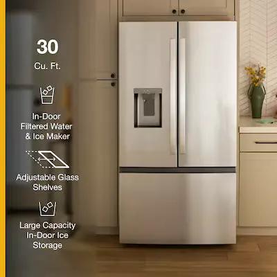 Whirlpool Standard-Depth 29.58-cu ft 3 -Door 36-in Wide with Ice Maker ( Fingerprint Resistant Stainless Finish ) ENERGY STAR Certified Model# WRFF3536SZ by Smiths Appliance & Furniture