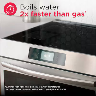 Frigidaire Gallery Stone-Baked Pizza 30-in 5 burners 6.2-cu ft , Air Fry Convection Oven Slide-In Single Induction Range ( Smudge-Proof Stainless Steel ) Model# GCFI3070BF by Smiths Appliance & Furniture