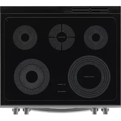 Frigidaire Gallery 30-in Glass Top 5.3-cu ft Air Fry Convection Oven Freestanding Electric Range with WipeClean Coating ( Smudge-Proof Stainless Steel ) Model# GCFE3059BF by Smiths Appliance & Furniture