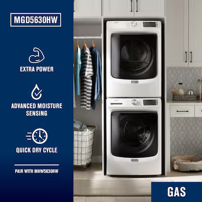Maytag 7.3-cu ft Stackable Vented Gas Dryer ( White ) Model# MGD5630HW by Scratch N Dent Depot