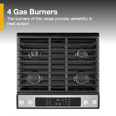 Whirlpool 30-in 4 burners 5-cu ft Slide-In Natural Gas Range ( Fingerprint Resistant Stainless Steel ) Model# WEG515S0LZ by Scratch N Dent Depot