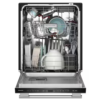KitchenAid 24-in Top Control Built-in Dishwasher ( PrintShield Stainless ) With Third Rack, ProWash, ProDry Max , 44-Decibel Model# KDTS424SPS
