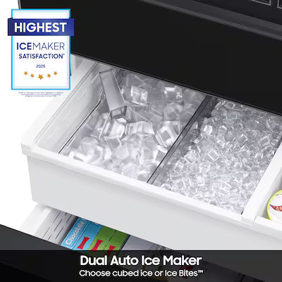 Samsung Bespoke Standard-Depth Beverage Center 29-cu ft 4 -Door 36-in Wide with Dual Ice Maker and Door within Door ( Morning Blue ) ENERGY STAR Certified Model# RF29BB86004M by Scratch N Dent Depot