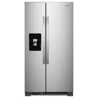 Whirlpool 21.4-cu ft Standard-Depth 33-in Wide Side-by-Side Refrigerator with Ice Maker ,Water and Ice Dispenser ( Fingerprint Resistant Stainless Finish ) Model# WRS315SDHZ A19-44 by Scratch-n-Dent Depot