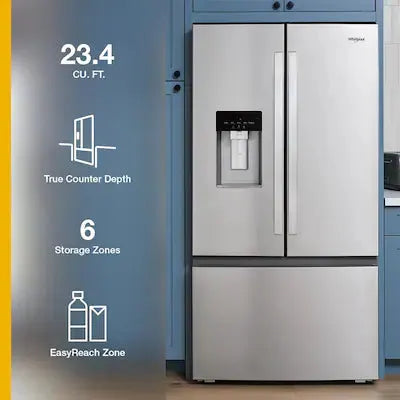 Whirlpool Counter-Depth 23.4-cu ft 3 -Door 36-in Wide with Dual Ice Maker ( Fingerprint-Resistant Stainless Finish ) ENERGY STAR Certified Model# WRFC5236RZ by Scratch N Dent Depot