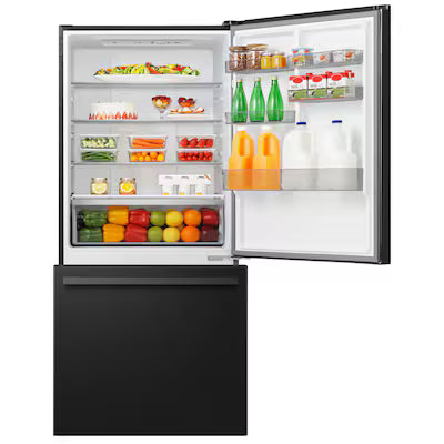 Hisense 17.2-cu ft Counter-Depth 32-in Wide Bottom-Freezer Refrigerator Black Metallic Steel ) ENERGY STAR Certified Model# HRB171N6ABE by Scratch N Dent Depot