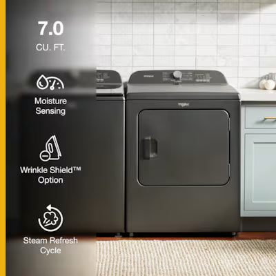 Whirlpool 7-cu ft Vented Gas Dryer with Steam Cycle ( Volcano Black ) Model# WGD6150PB by Scratch N Dent Depot