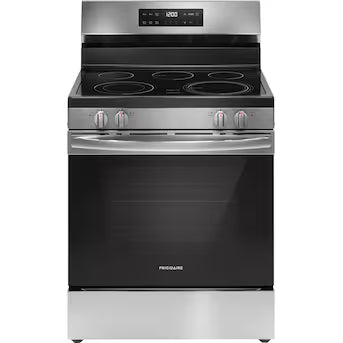 Frigidaire 30-in Glass Top 5 burners 5.3-cu ft Freestanding Electric Range ( Fingerprint Resistant Stainless Steel ) Model# FCRE306LAF A19-14 by Scratch-n-Dent Depot