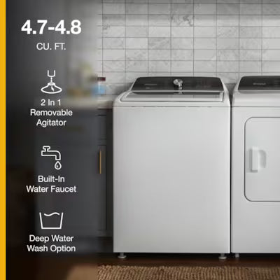 Whirlpool Customize Washes 2 in 1 Removable Agitator High Efficiency 2-Piece Removable Agitator Large ( 4.7-cu ft ) Top-Load Washer ( White ) Model# WTW5057LW by Scratch N Dent Depot