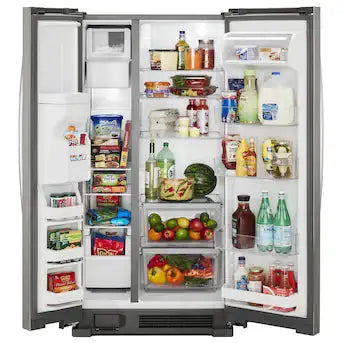 Whirlpool 21.4-cu ft Standard-Depth 33-in Wide Side-by-Side Refrigerator with Ice Maker ,Water and Ice Dispenser ( Fingerprint Resistant Stainless Finish ) Model# WRS315SDHZ A19-44 by Scratch-n-Dent Depot
