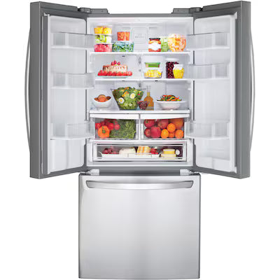LG Standard-Depth 21.8-cu ft 3 -Door 30-in Wide with Ice Maker ( Stainless Steel ) ENERGY STAR Certified Model# LFDS22520S by Scratch N Dent Depot