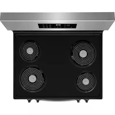 Frigidaire 30-in 4 burners 5.3-cu ft Freestanding Electric Range ( Stainless Steel ) Model# FCRC3022BS