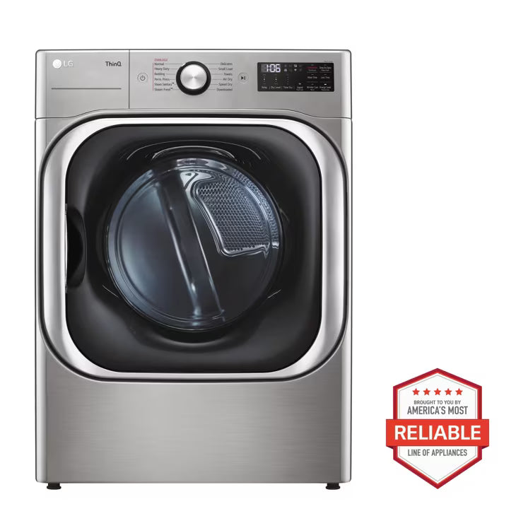LG TurboSteam 9-cu ft Stackable Vented Electric Dryer with Steam Cycle ( Graphite Steel ) Model# DLEX8980V by Smiths Appliance & Furniture