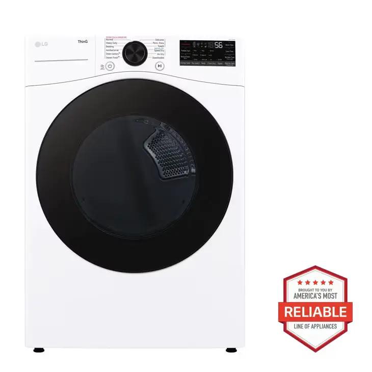 LG TrueSteam Smart Wi-Fi enabled 7.4-cu ft Stackable Vented Gas Dryer with Steam Cycle ( White ) Model# DLGX4081W by Smiths Appliance & Furniture