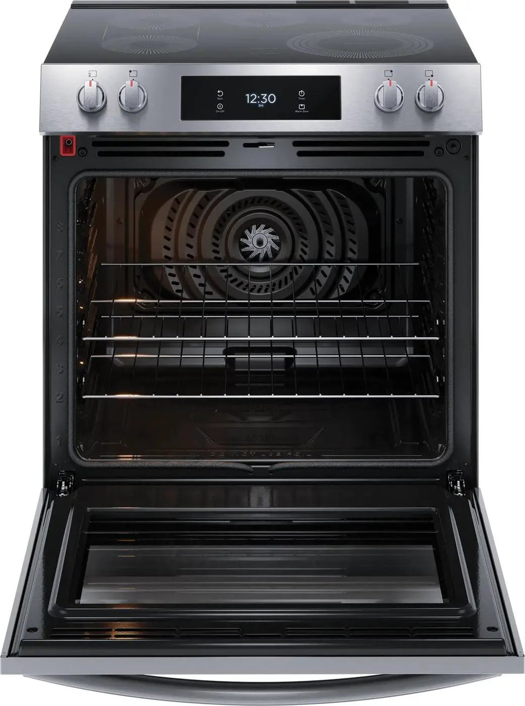 Frigidaire Gallery 30 in. 6.2 cu.ft. 5 Burner Element Slide-In Electric Range with Total Convection & Air Fry in SmudgeProof Stainless Model# GCFE306CBF by Smiths Appliance & Furniture