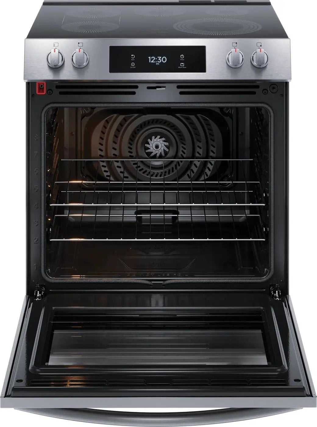 Frigidaire Gallery 30 in. 6.2 cu.ft. 5 Burner Element Slide-In Electric Range with Total Convection & Air Fry in SmudgeProof Stainless Model# GCFE306CBF by Smiths Appliance & Furniture