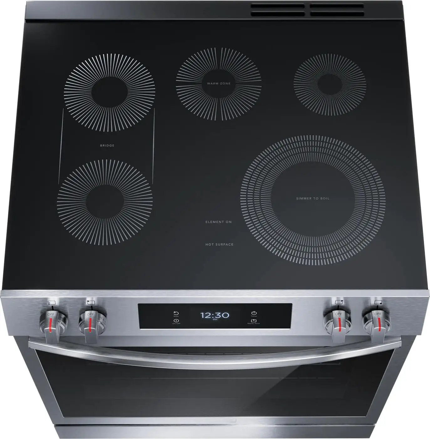 Frigidaire Gallery 30 in. 6.2 cu.ft. 5 Burner Element Slide-In Electric Range with Total Convection & Air Fry in SmudgeProof Stainless Model# GCFE306CBF by Smiths Appliance & Furniture