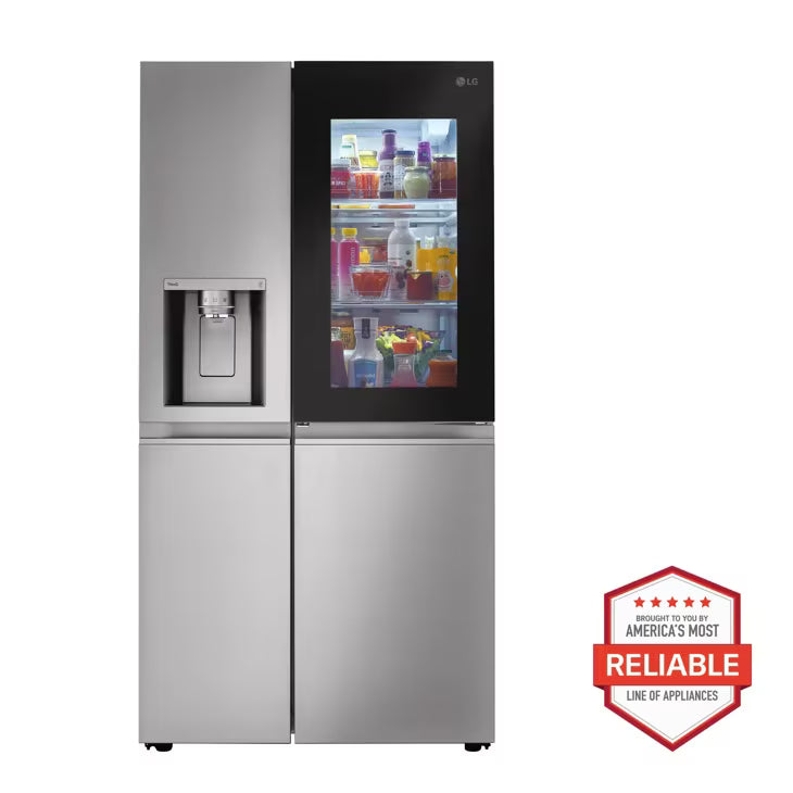 LG InstaView Craft Ice 27.1-cu ft Standard-Depth 36-in Wide Side-by-Side Refrigerator Smart Compatible with Dual Ice Maker ,Water and Ice Dispenser ( PrintProof Stainless Steel ) ENERGY STAR Certified Model# LRSVS2706S