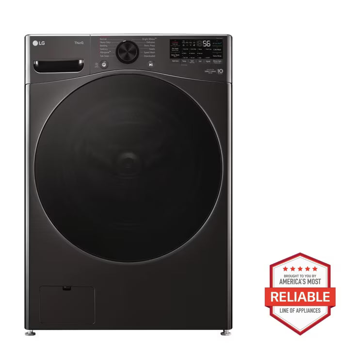 LG TurboWash 360 High Efficiency Stackable Medium ( 4.5-cu ft ) Front-Load Washer with Steam Cycle ( Black Steel ) Model# WM4080HBA by Smiths Appliance & Furniture