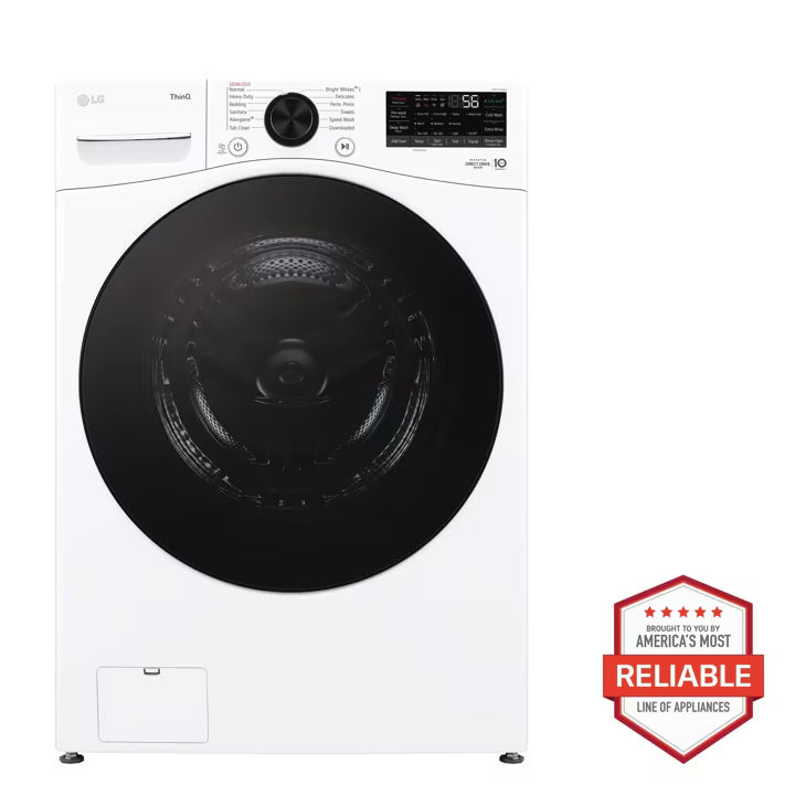 LG TurboWash 360 High Efficiency Stackable Medium ( 4.5-cu ft ) Front-Load Washer with Steam Cycle ( White ) Model# WM4080HWA by Scratch N Dent Depot