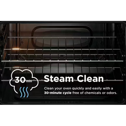 Frigidaire 30in 5 Burner Freestanding Gas Range in Stainless Steel with Quick Boil and Steam Clean Model# FCRG3062AS