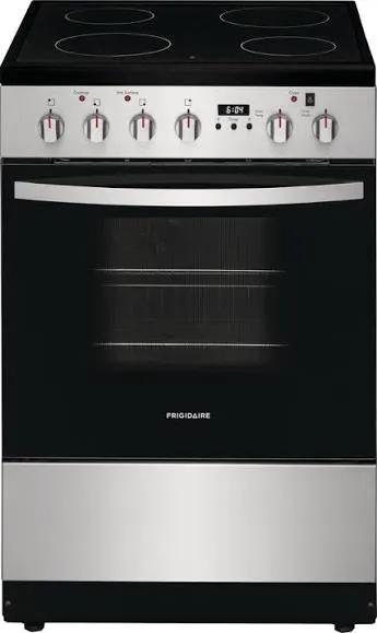 Frigidaire 24-in Glass Top 4 burners 1.9-cu ft Convection Oven Slide-In Electric Range Stainless Steel ) Model# FCFE2425AS by Scratch-n-Dent Depot