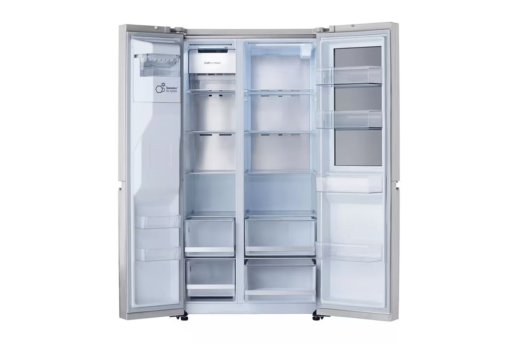 LG InstaView Craft Ice 27.1-cu ft Standard-Depth 36-in Wide Side-by-Side Refrigerator Smart Compatible with Dual Ice Maker ,Water and Ice Dispenser ( PrintProof Stainless Steel ) ENERGY STAR Certified Model# LRSVS2706S