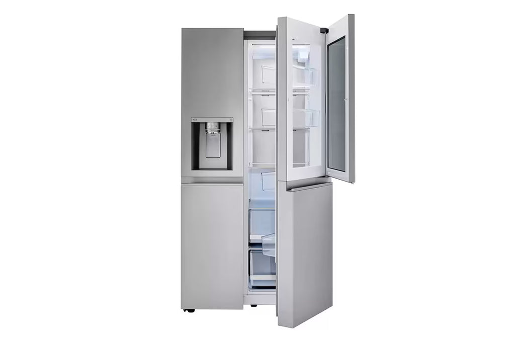 LG InstaView Craft Ice 27.1-cu ft Standard-Depth 36-in Wide Side-by-Side Refrigerator Smart Compatible with Dual Ice Maker ,Water and Ice Dispenser ( PrintProof Stainless Steel ) ENERGY STAR Certified Model# LRSVS2706S