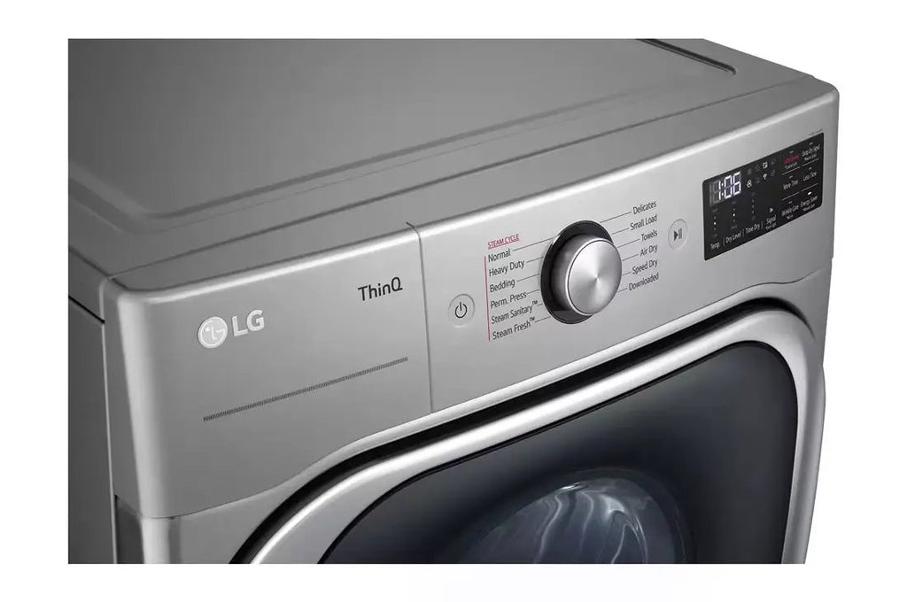 LG TurboSteam 9-cu ft Stackable Vented Electric Dryer with Steam Cycle ( Graphite Steel ) Model# DLEX8980V by Smiths Appliance & Furniture