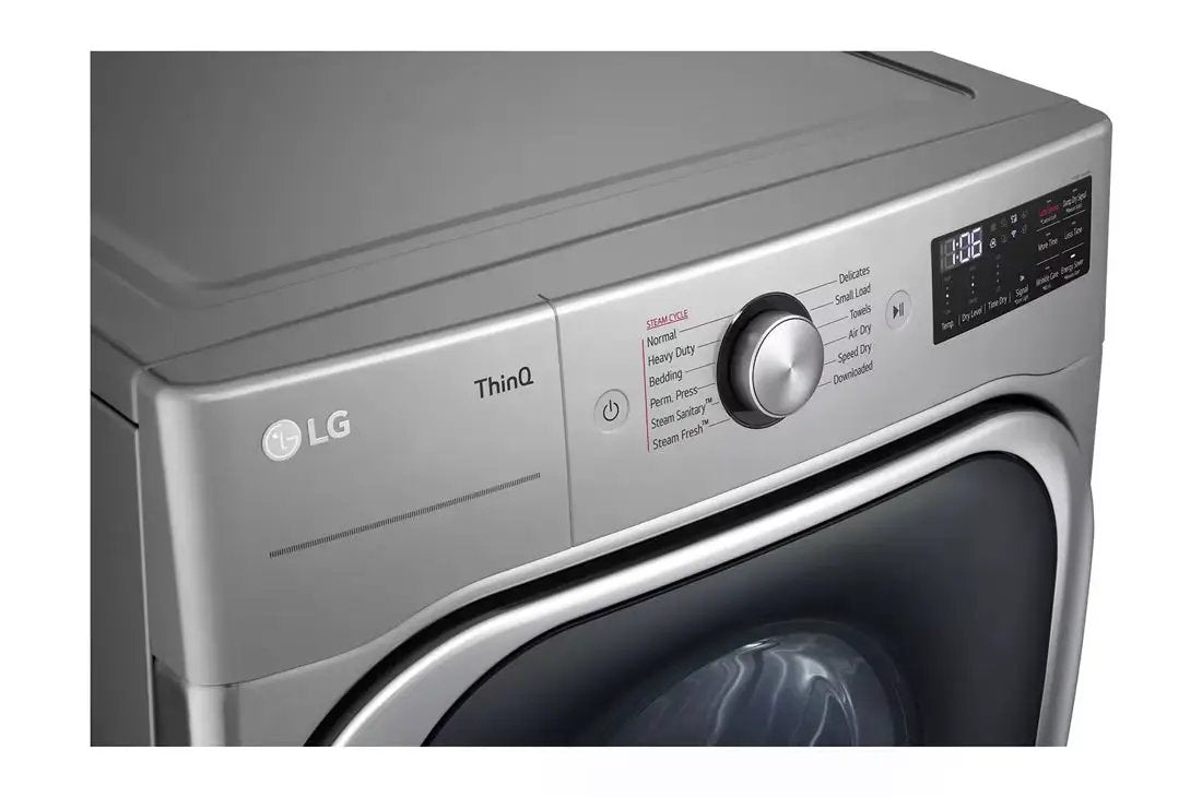 LG TurboSteam 9-cu ft Stackable Vented Electric Dryer with Steam Cycle ( Graphite Steel ) Model# DLEX8980V by Smiths Appliance & Furniture