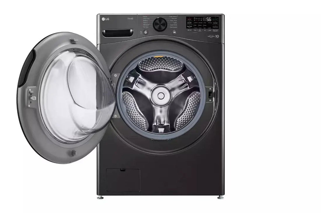 LG TurboWash 360 High Efficiency Stackable Medium ( 4.5-cu ft ) Front-Load Washer with Steam Cycle ( Black Steel ) Model# WM4080HBA by Smiths Appliance & Furniture