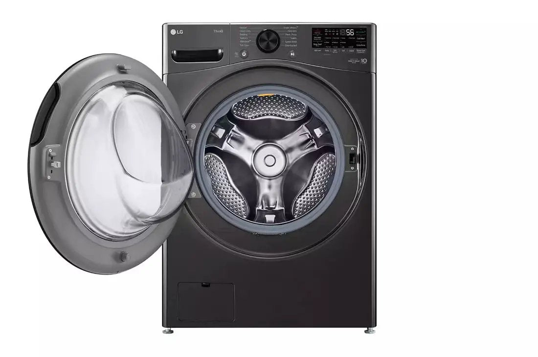 LG TurboWash 360 High Efficiency Stackable Medium ( 4.5-cu ft ) Front-Load Washer with Steam Cycle ( Black Steel ) Model# WM4080HBA by Smiths Appliance & Furniture