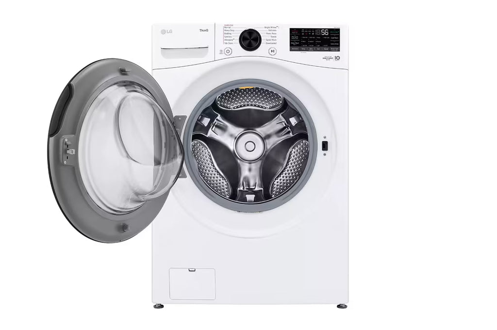LG TurboWash 360 High Efficiency Stackable Medium ( 4.5-cu ft ) Front-Load Washer with Steam Cycle ( White ) Model# WM4080HWA by Scratch N Dent Depot