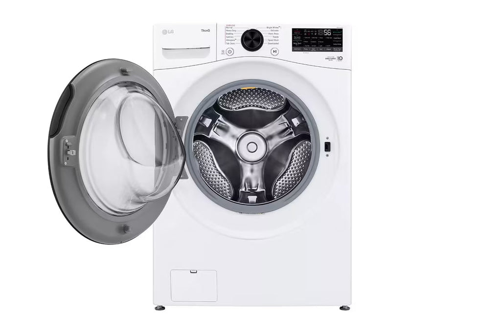 LG TurboWash 360 High Efficiency Stackable Medium ( 4.5-cu ft ) Front-Load Washer with Steam Cycle ( White ) Model# WM4080HWA by Smiths Appliance & Furniture