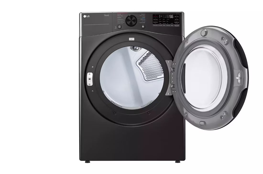 LG TrueSteam 7.4-cu ft Stackable Vented Gas Dryer with Steam Cycle ( Black ) Model# DLGX4081B by Scratch N Dent Depot