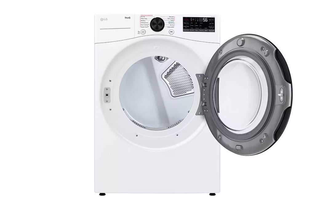 LG True Steam 7.4-cu ft Stackable Vented Electric Dryer with Steam Cycle ( White ) Model# DLEX4080W by Smiths Appliance & Furniture