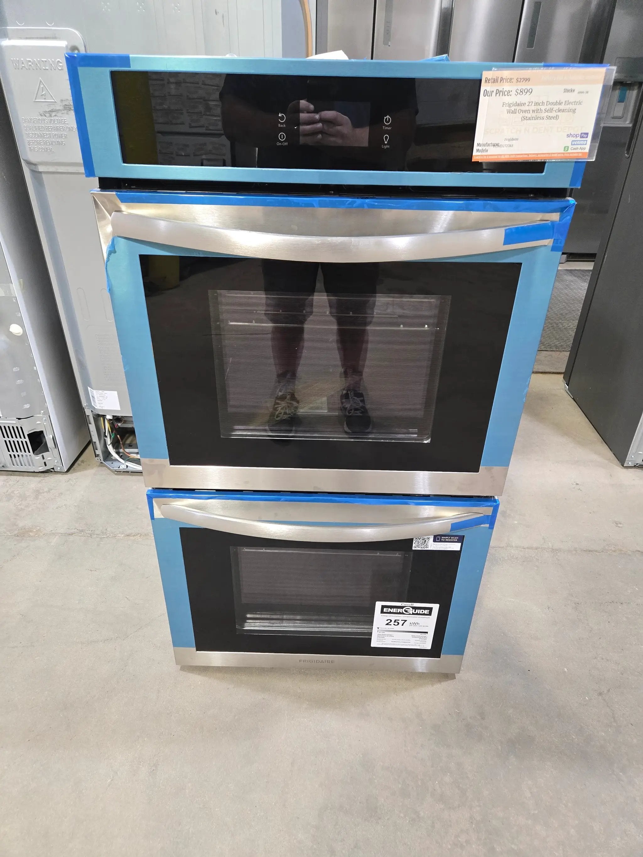Frigidaire 27 inch Double Electric Wall Oven with Self-cleaning ( Stainless Steel ) Model# FCWD2727AS by Scratch N Dent Depot