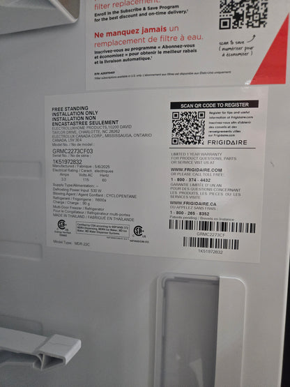 Frigidaire Counter-Depth 21.5-cu ft 4 -Door French Door Refrigerator with Ice Maker with Water and Ice Dispenser ( Smudge-Proof Stainless Steel ) ENERGY STAR Certified Model# GRMC2273CF