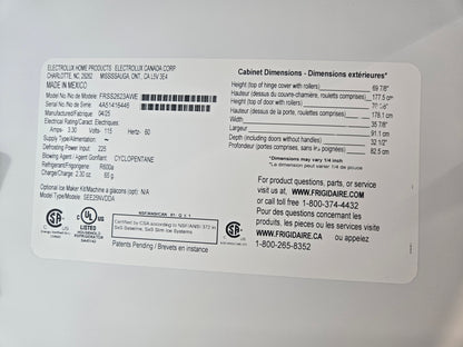 Frigidaire 25.6-cu ft Side-by-Side Refrigerator with Ice Maker ,Water and Ice Dispenser ( White ) ENERGY STAR Certified Model# FRSS2623AW