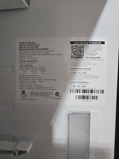 Frigidaire Gallery Counter-Depth 21.5-cu ft 4 -Door French Door Refrigerator with Ice Maker with Water and Ice Dispenser ( Fingerprint Resistant Stainless Steel ) Model# GRQC2255BF