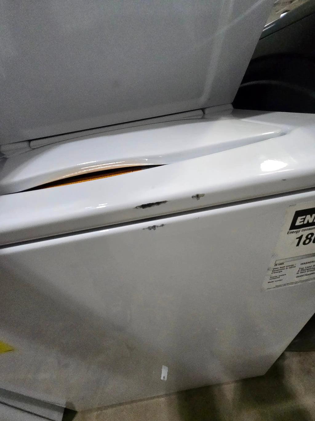 GE Gas Stacked Laundry Center with 3.8-cu ft Top load Washer and 5.9-cu ft Dryer White Model# GUD27GSSMWW by Scratch N Dent Depot