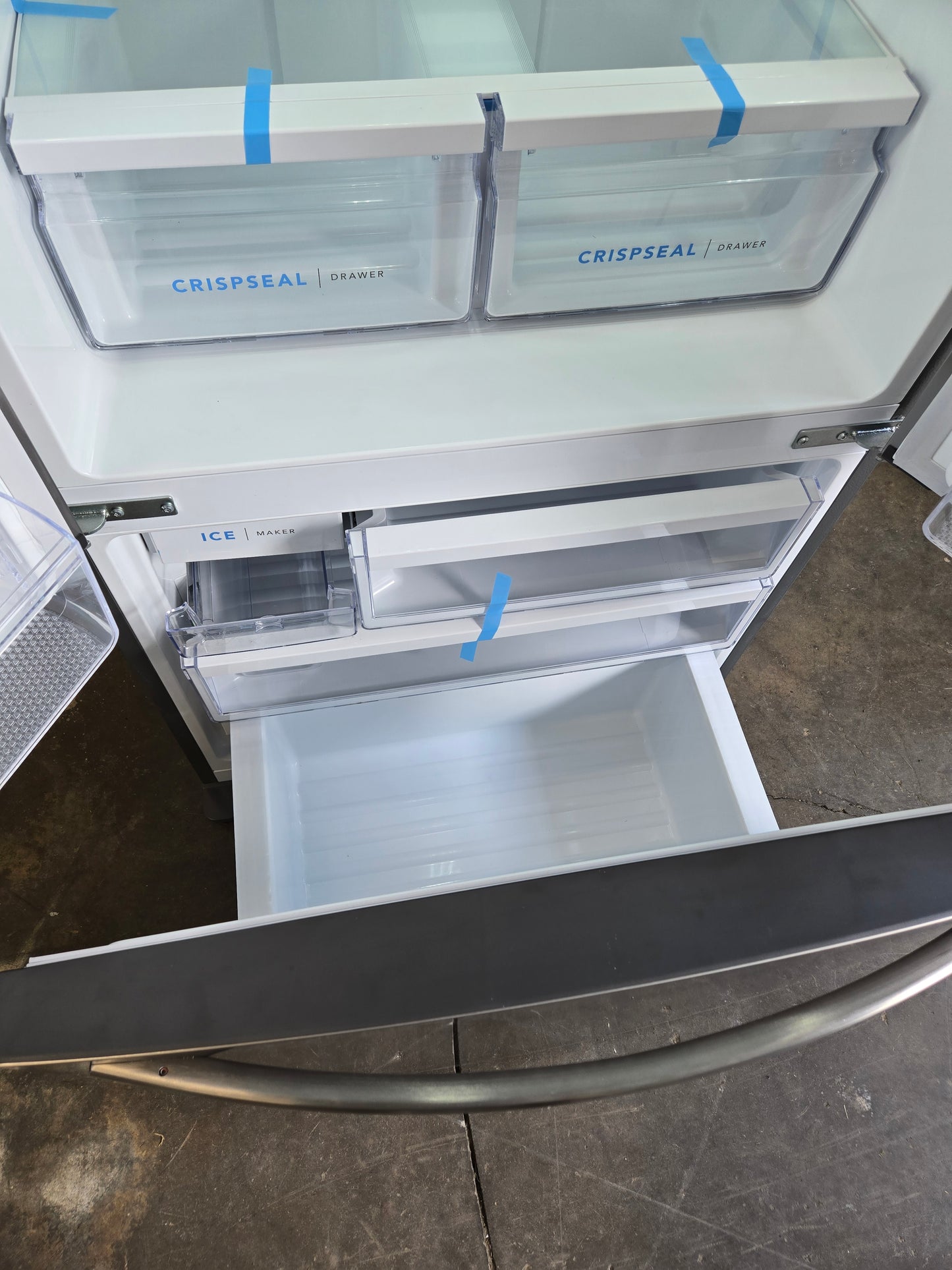 Frigidaire Counter-Depth 17.6-cu ft 3 -Door French Door Refrigerator with Ice Maker ( Fingerprint-Resistant Stainless Look ) ENERGY STAR Certified Model# FRFG1723AV